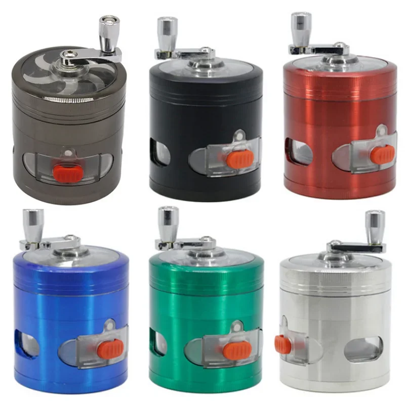 4 Layers Herb Grinder Smoking Crusher Tobacco Grinder Spice Hand Cranked Clear Top Grinder with Drawer