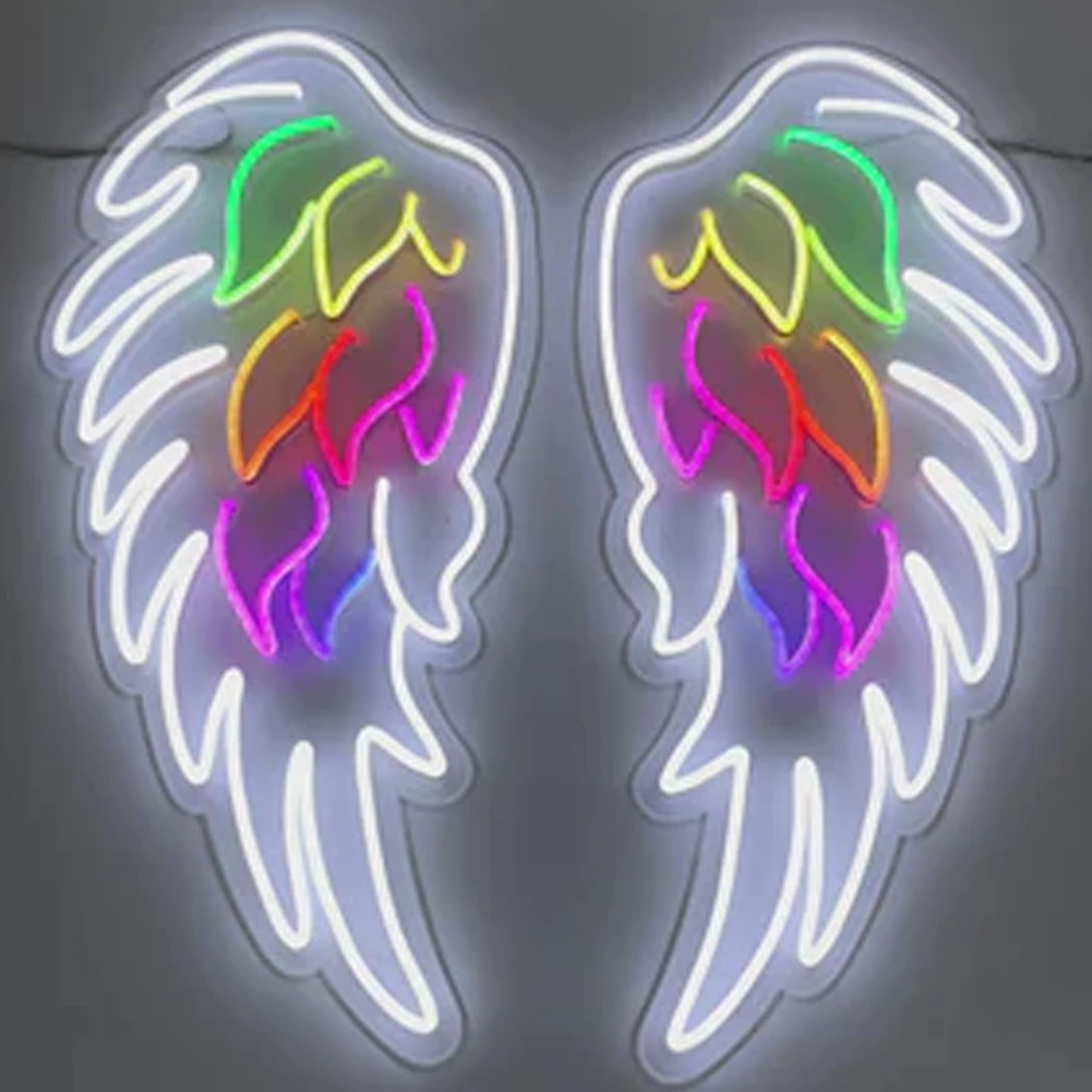 Angel Wings Neon Signs for Wall Decor, 27.6” Height Led Light signs for Wedding, Party, Bar, Bedroom, Valentine\'s Day, Christmas