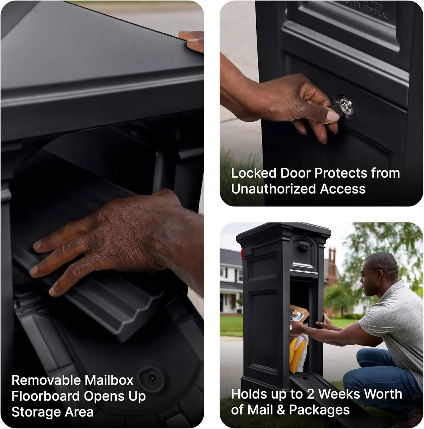 Step2 5005BL Atherton Reserve Storage Onyx Black Post-Mount Mailbox