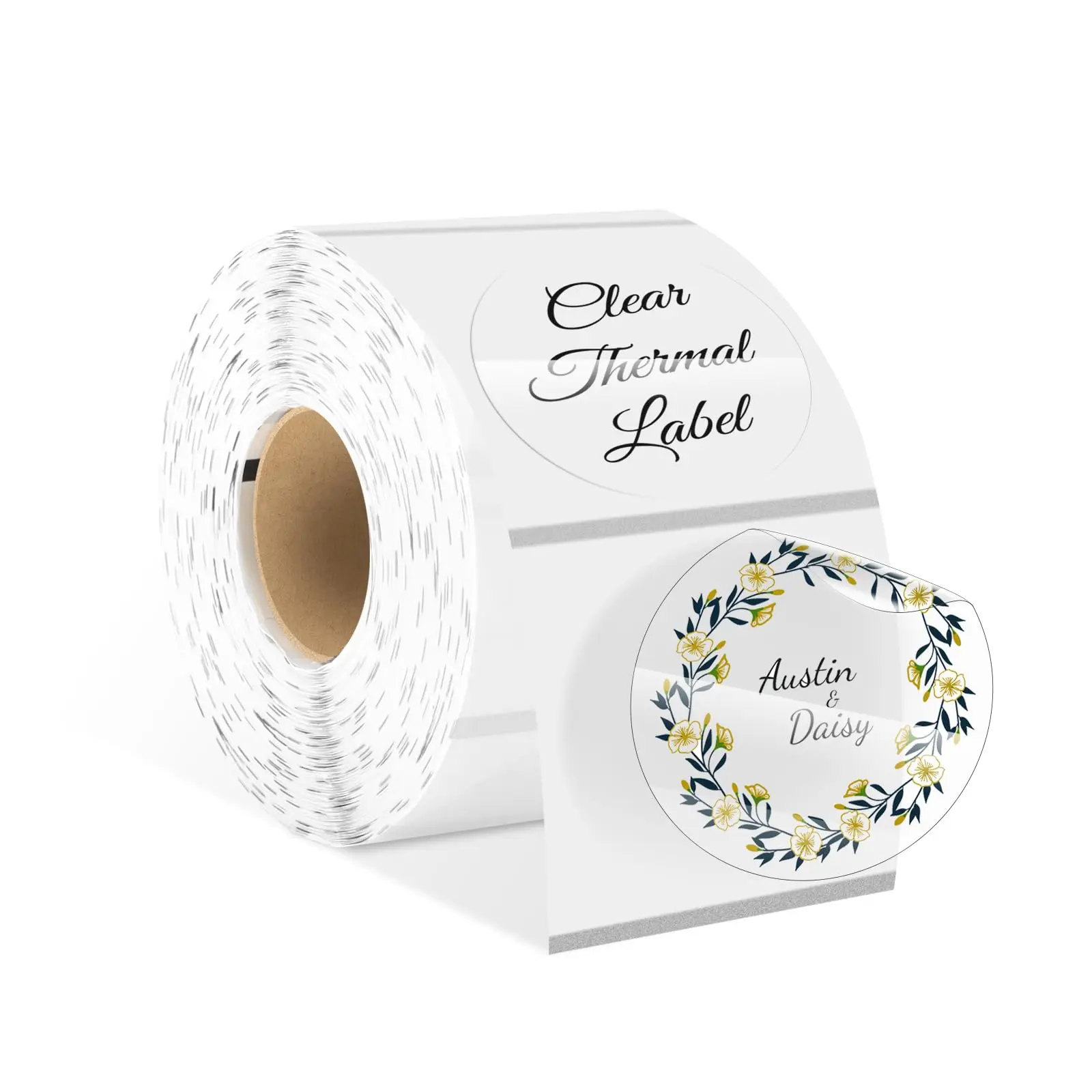 Przezroczyste etykiety termiczne do drukarek etykiet wysyłkowych, naklejki z napisem „Dziękuję”, idealne do małych firm.