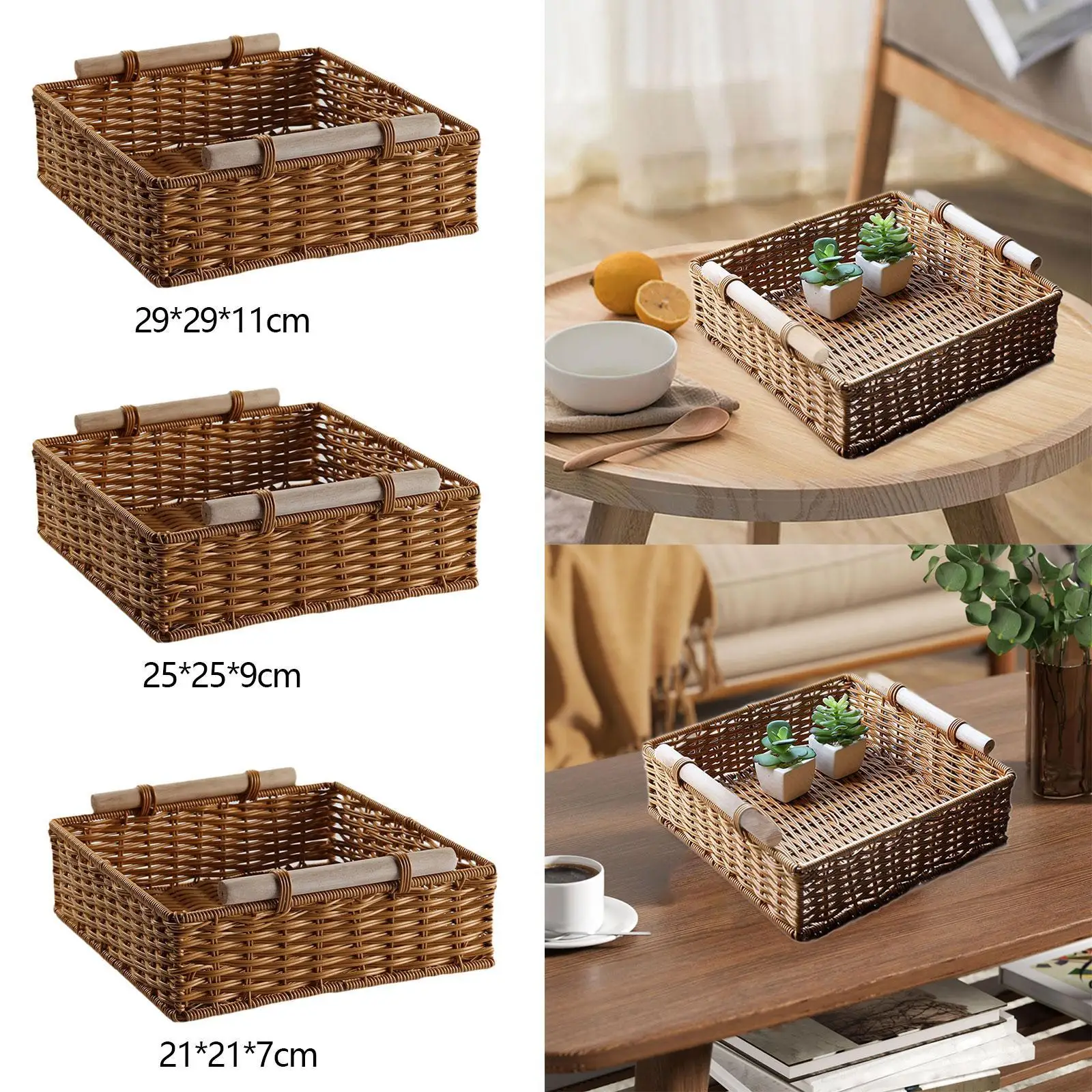 Hand Woven Basket Snack Bread Tray Entryway Keys Trays Modern Food Storage Container Household Organizer for Hotel Tabletop
