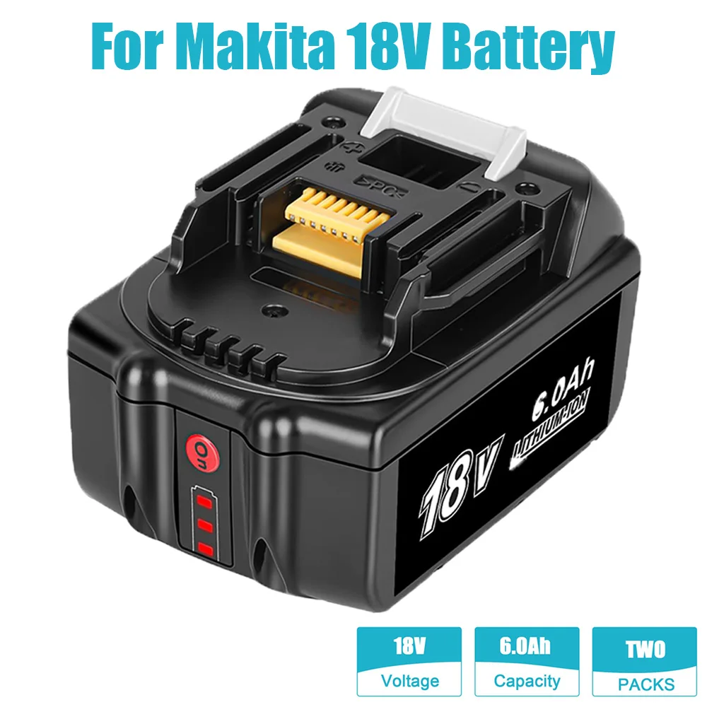 

For Makita 18v Rechargeable Battery,Replaceable LED Lithium-ion, 6.0 Ah 18V Makita Battery for LXT BL1860B BL1860BL1850 BL1830