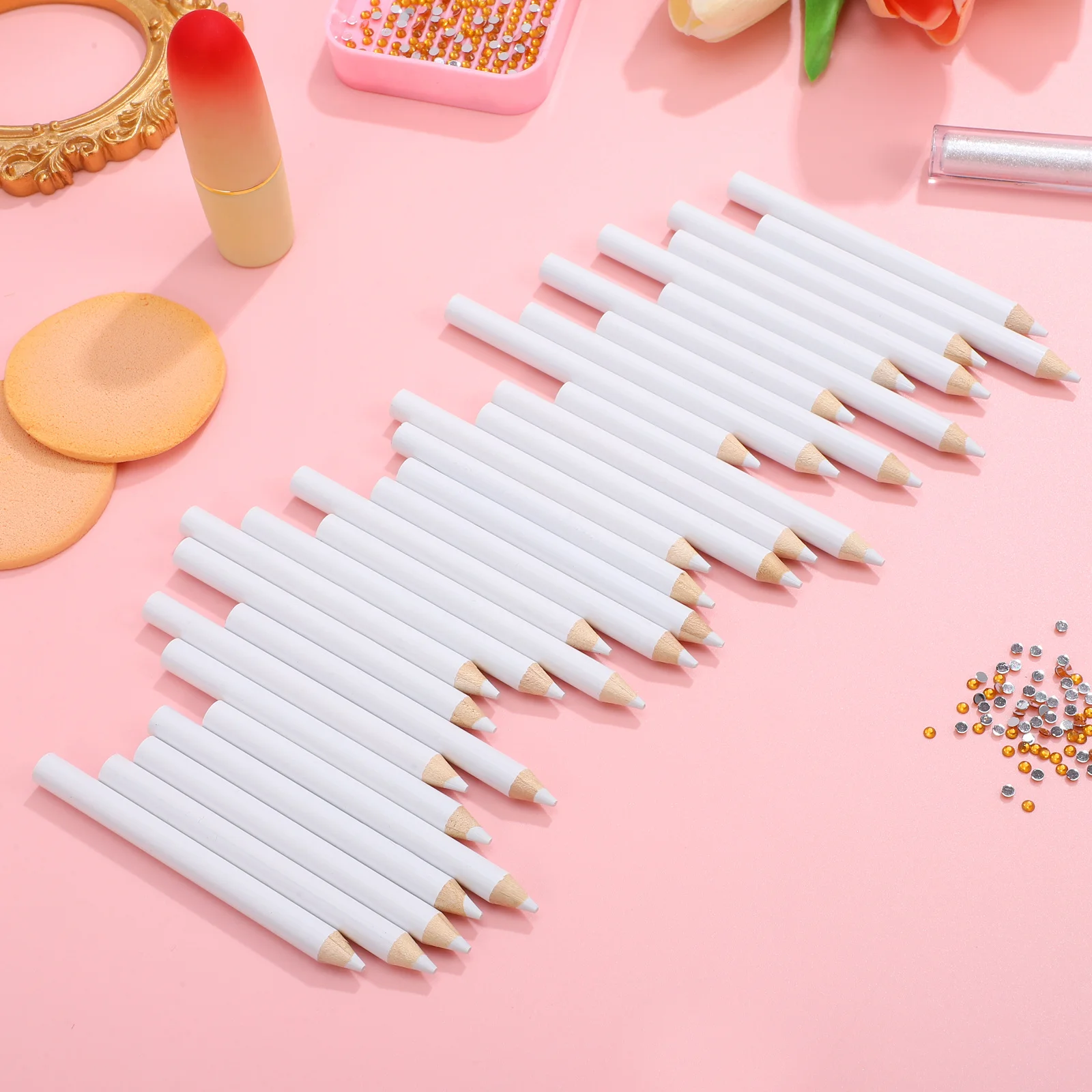 30pcs Dotting Pen For Nail Art Manicure Pencil Rhinestone Picker Tool Gems Bead Application White Nail Whitening Pencil