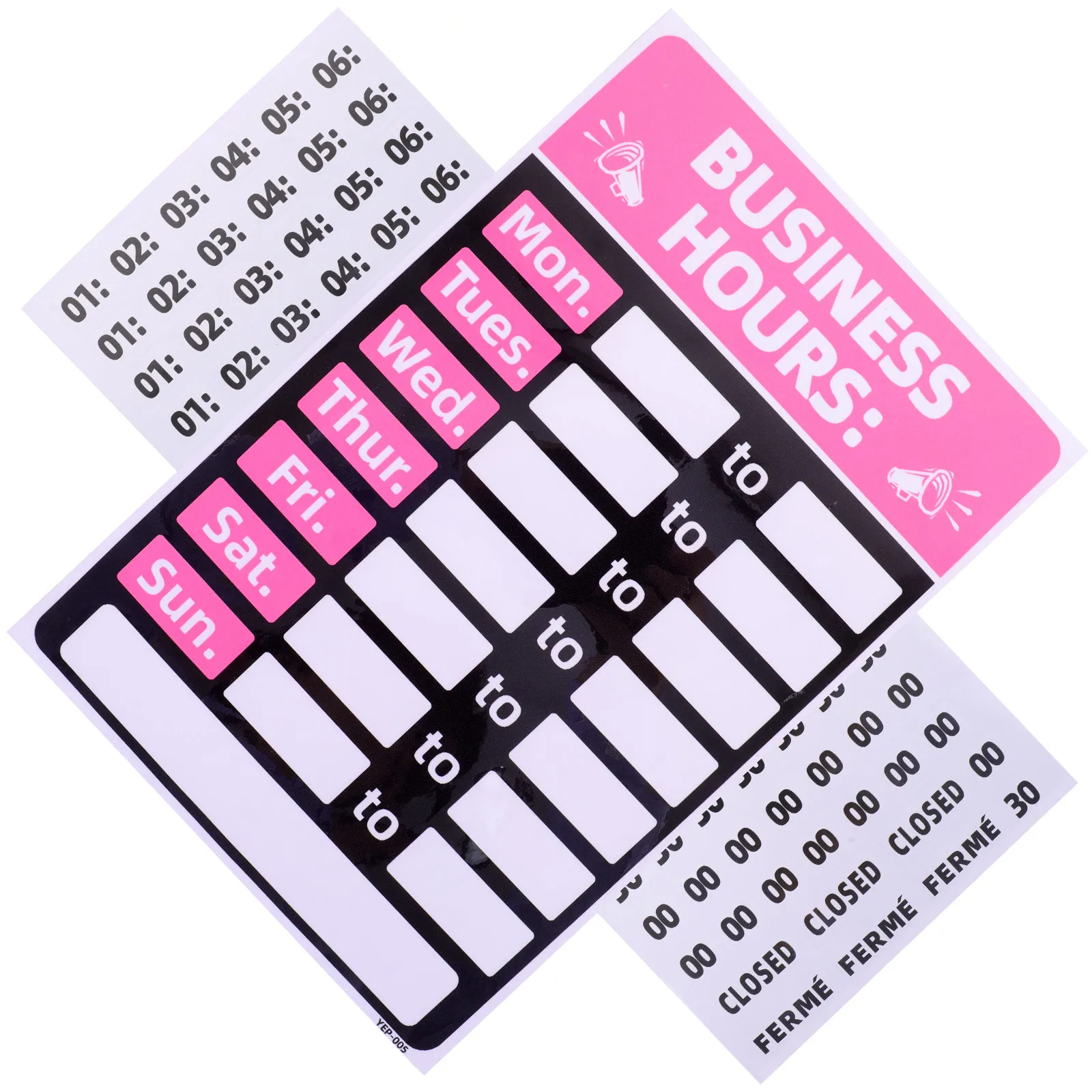 2pcs Business Hours Sign Sticker – Self-Adhesive PVC Store Opening Closed Decal for Office Door