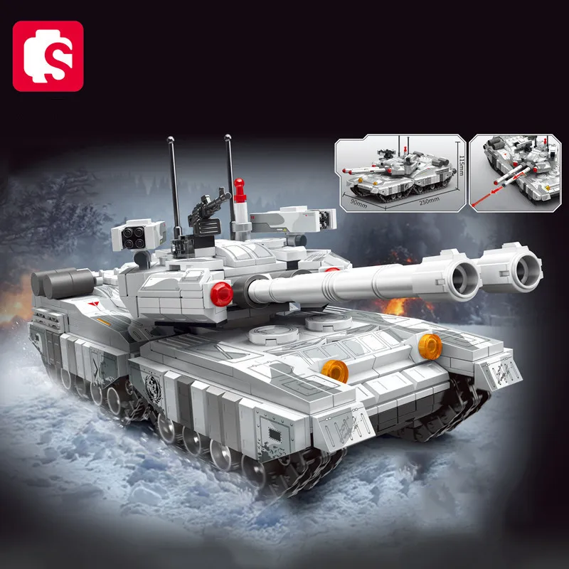 SEMBO 4IN1 Main Battled Tank Assemblage Building Blocks MOC Military Vehicle Models Car Construction Sets Kids Toys Boys Gifts