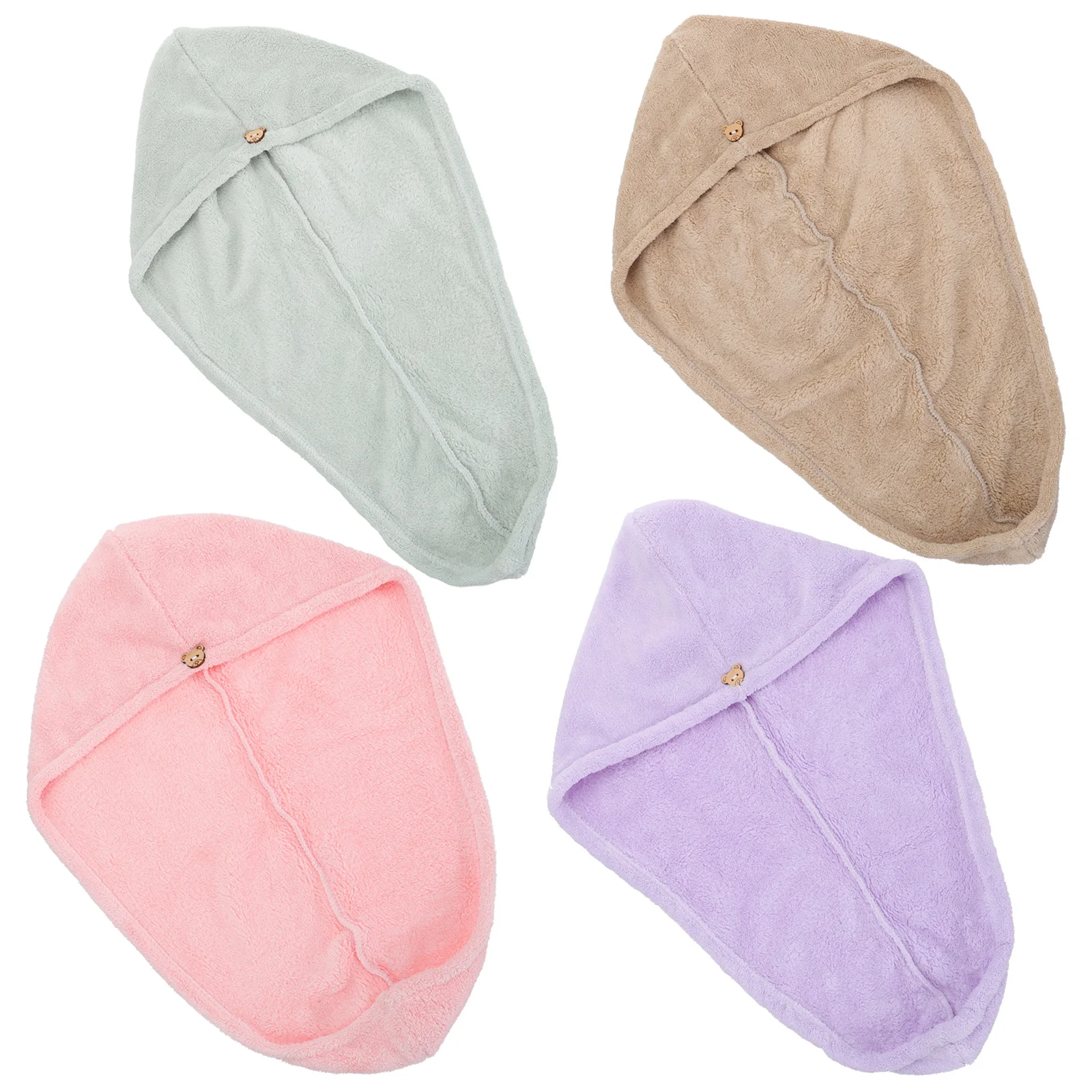 

4pcs Dry Hair Towel Coral Fleece Quick Drying Bath Cap Portable Hair Care Women Men Kids Shower Hat Household