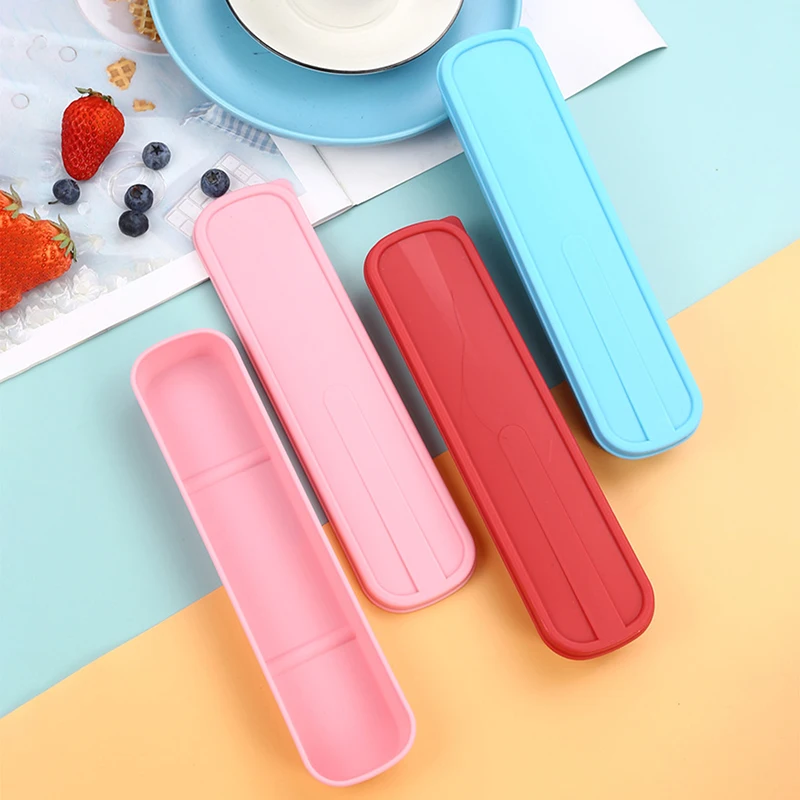 Tableware Box Portable Flip Cover Type Cutlery Case Environmentally Friendly Chopstick Spoon Storage Box Drop-resistant
