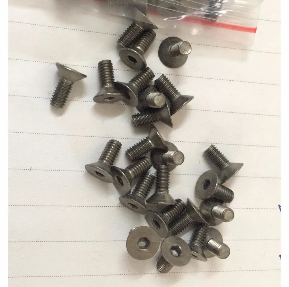 50pcs/lot M2*L Pure Titanium DIN7991 flat head countersunk socket screw titanium alloy small screw GR2 M2*3/4/5/6/8/10/12/14