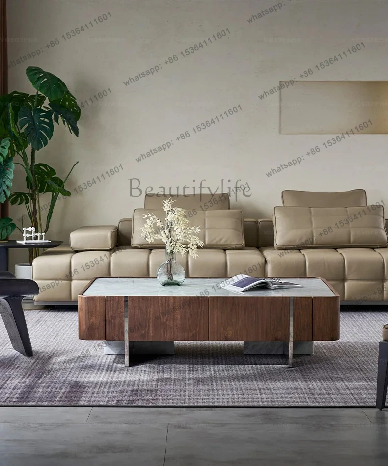 

Italian minimalist luxury stone coffee table large apartment light luxury designer natural marble coffee table
