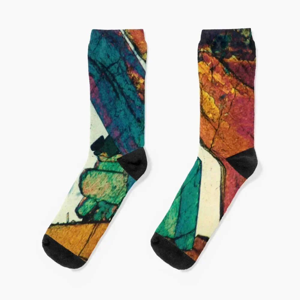 Epidote Blades in Quartz Geological Thin Section Photography Socks with print cartoon sports stockings Boy Socks Women's