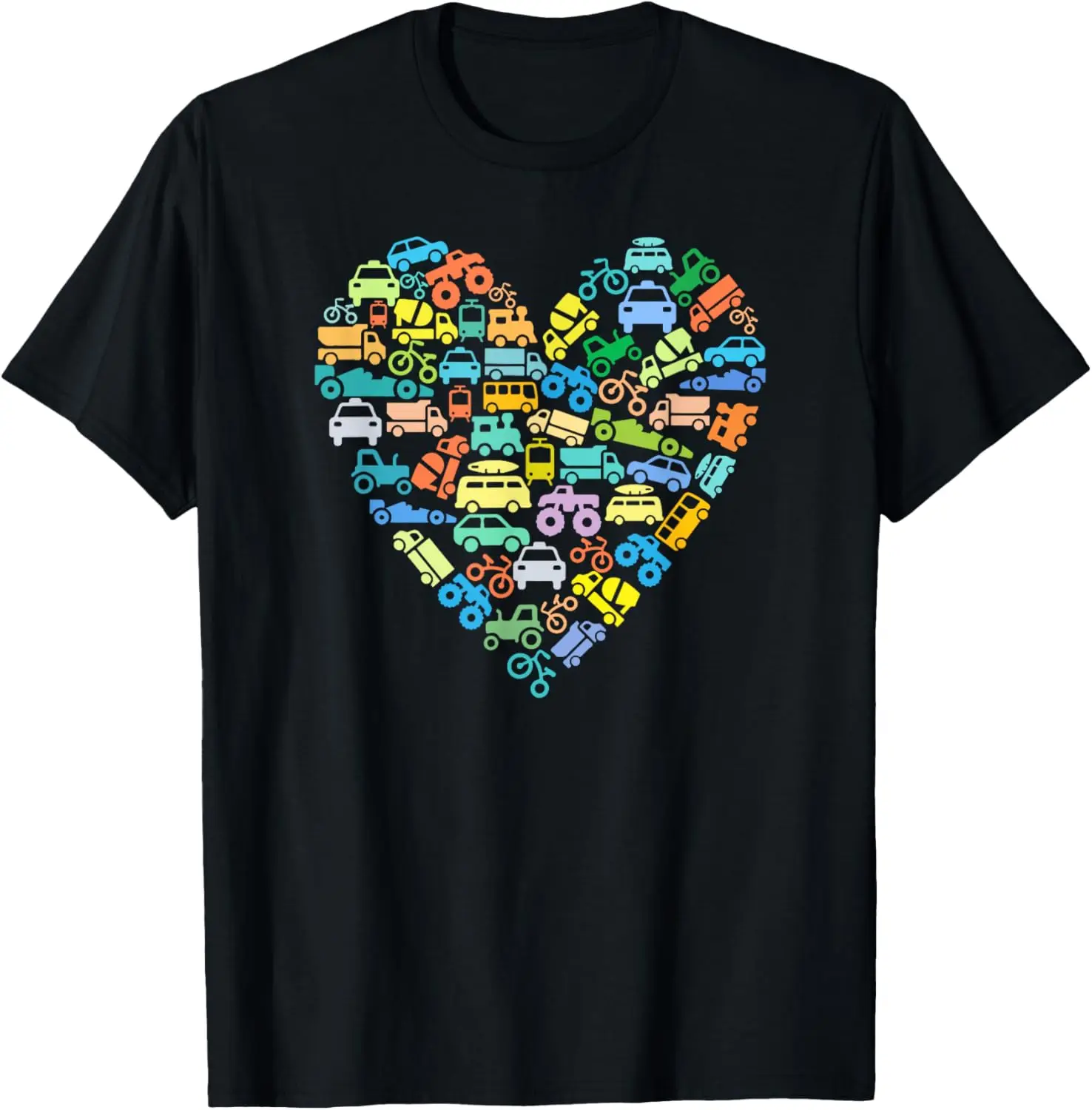 Transportation Heart Love Truck Car Train Vehicles Birthday T-Shirt