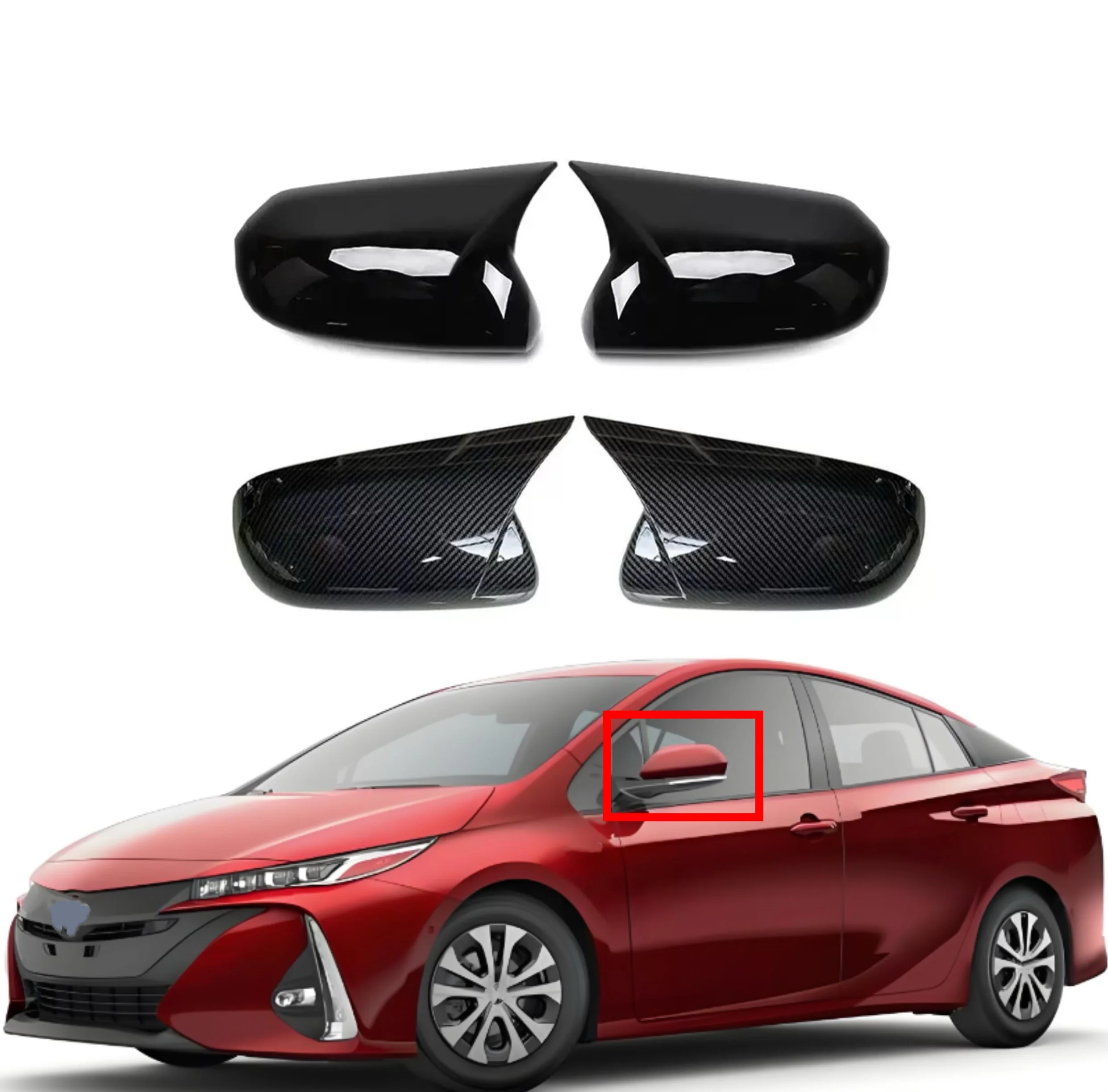 

Rearview Side Mirror Cover For Toyota Prius 2015 2016 2017 2018-2023 Carbon Fiber Wing Cap Car Exterior Door Rear View Case Trim