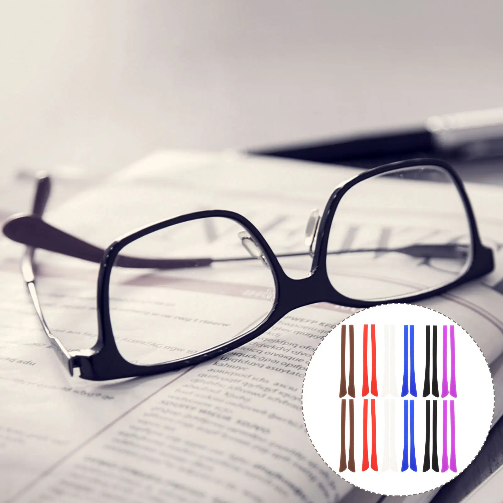 

12Pairs Eyeglass Leg End Tips Silicone Anti-Slip Ear Cushions Grips for Sports Reading Sunglasses Glasses Accessories Temple