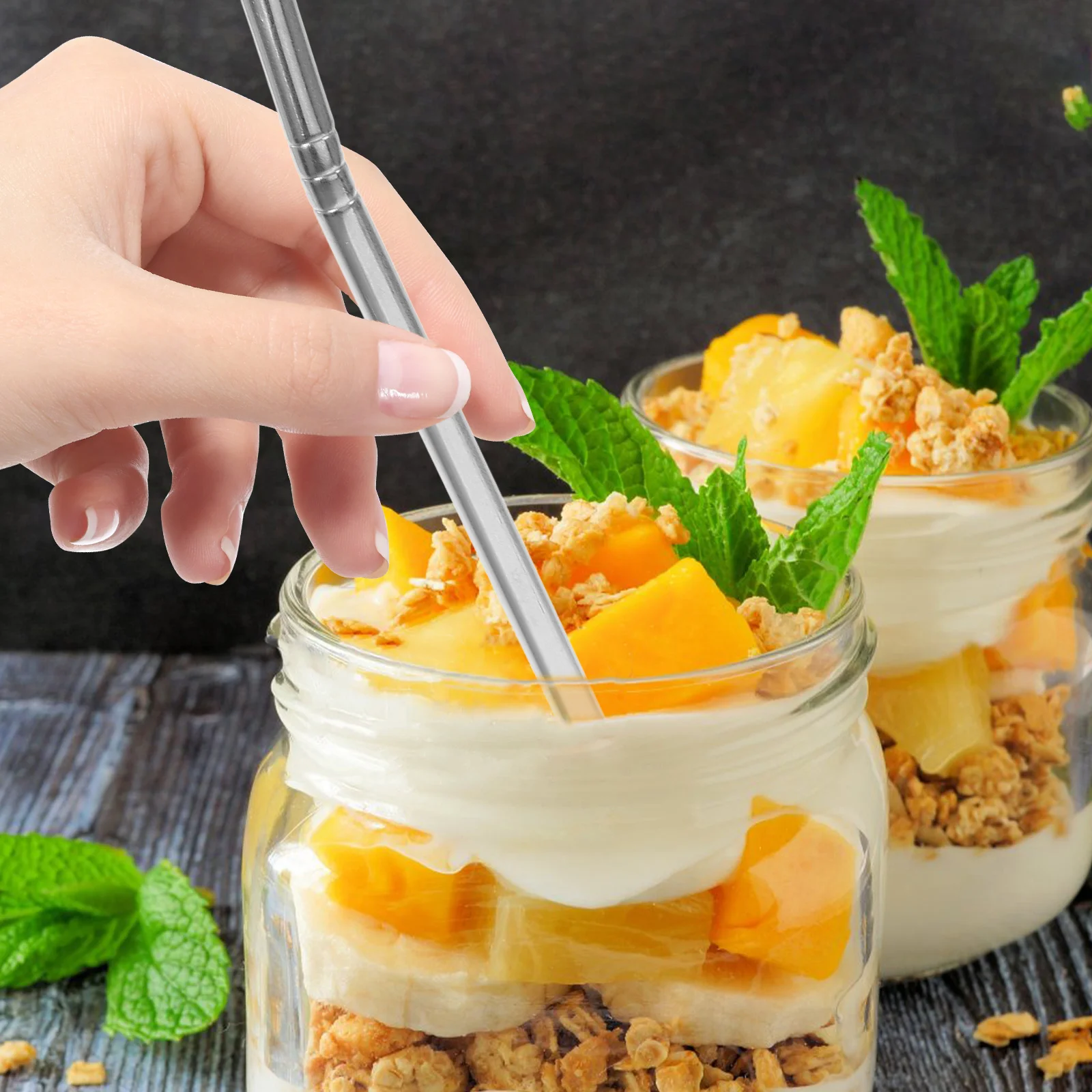 

1 set Straw Stainless Steel Detachable Stirrer for Home Coffee Shop Stir Straws Cake Spoon Kitchen Bar Multipurpose
