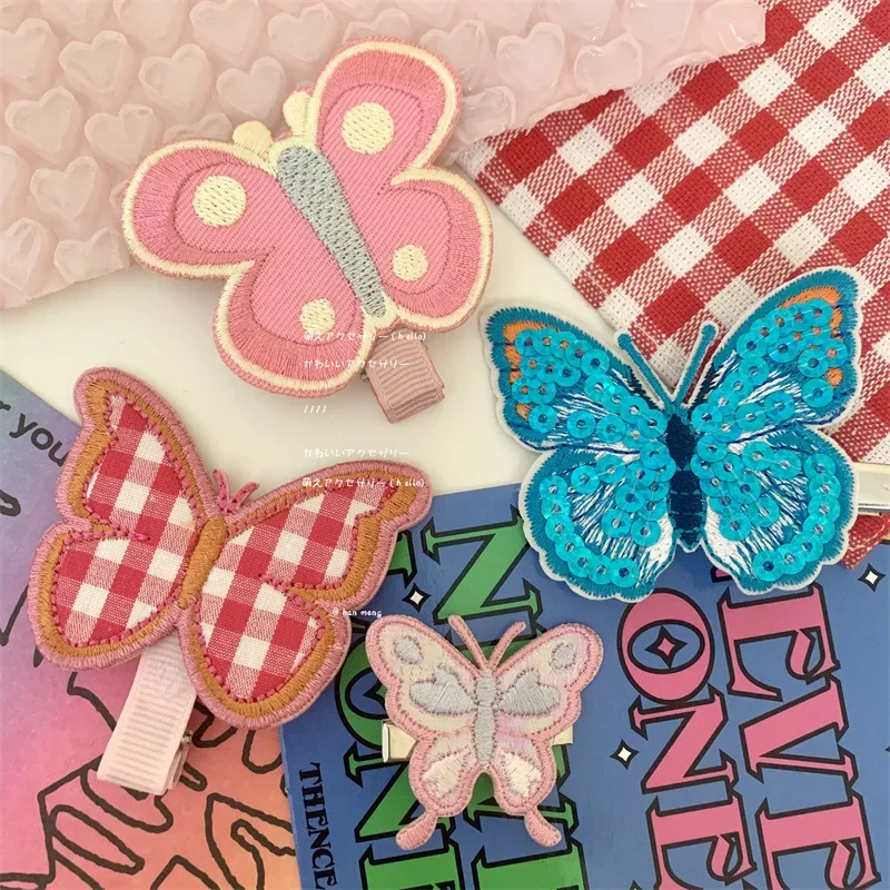 

Japanes Sequin Butterfly Hairpin Summer Korean Y2k Vintage Sweet Cute Handmade Alligator Clip Hair Accessories for Women Kids