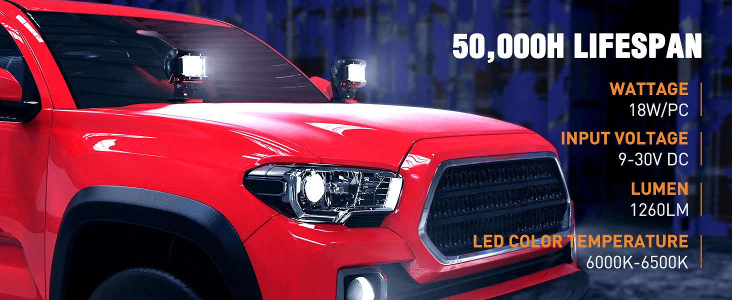 Nilight 18W LED Light Bar 8PCS 3.8inch 1260lm Spot LED Pods Driving Fog Light Off Road Lights Bar Jeep Lamp