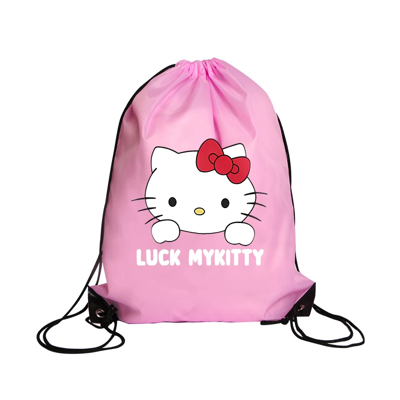 Bolsillo portátil con cordón para hombre y mujer, cinturón de Hello Kitty Kuromi, mochila para montar, bolsa de tela, almacenamiento de regalo,