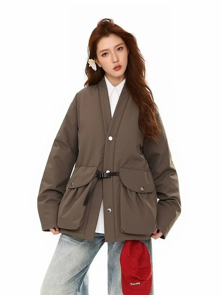 

Пуховик PLANEUSIC в винтажном национальном стиле, легкий, 90% белый пух, свободный крой, теплый, с регулируемой талией, молодежный стиль