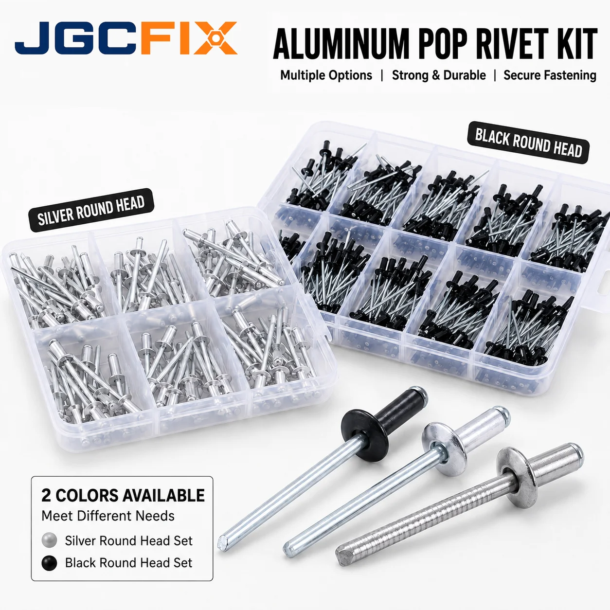 Black White Aluminum Dome Round Head Blind Rivets M2.4 M2.8 M3 M3.2 M4 M5 Pop Rivet Kit for Sheet Metal Car Exhaust Fastener Set