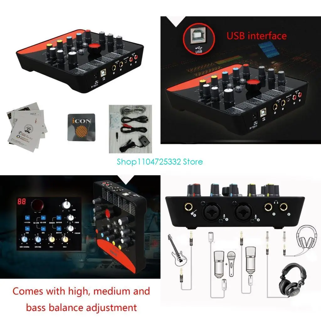 

P5EA External Sound Card No Driver Installation Sound Card for Phone PC Karaoke Live