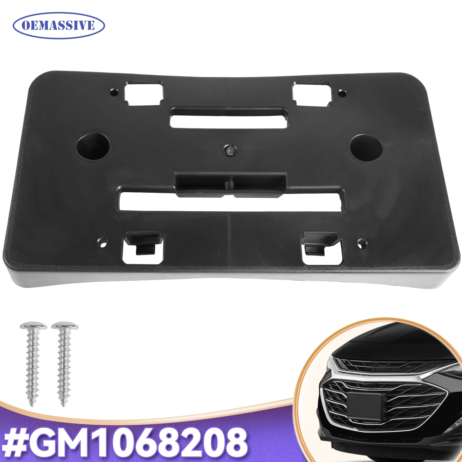 

For 2019-2023 Chevrolet Malibu LT Front Bumper License Plate Mount Bracket Holder Kit with Screws 84524301 GM1068208 Replacement