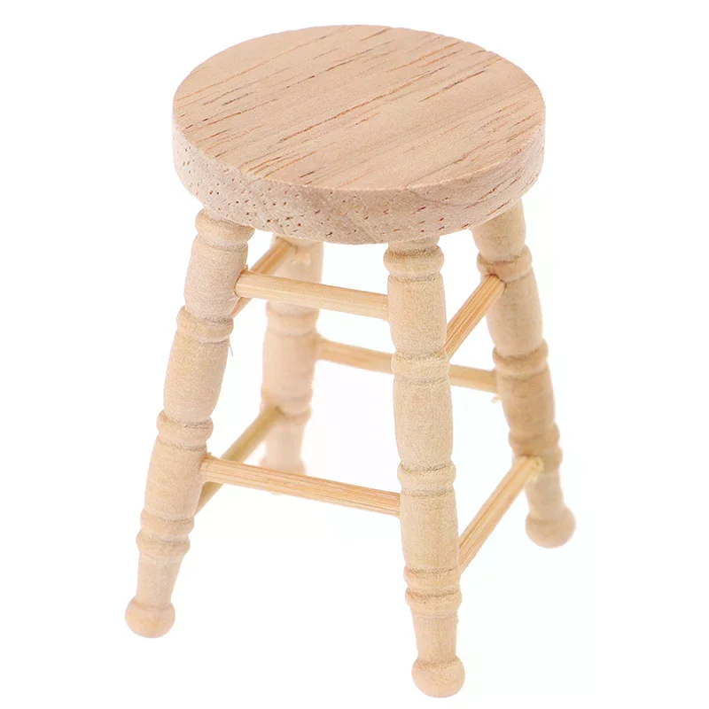 Tabouret miniature en bois pour maison de poupée, chaise de simulation, meubles, jouet de décoration, 1/12