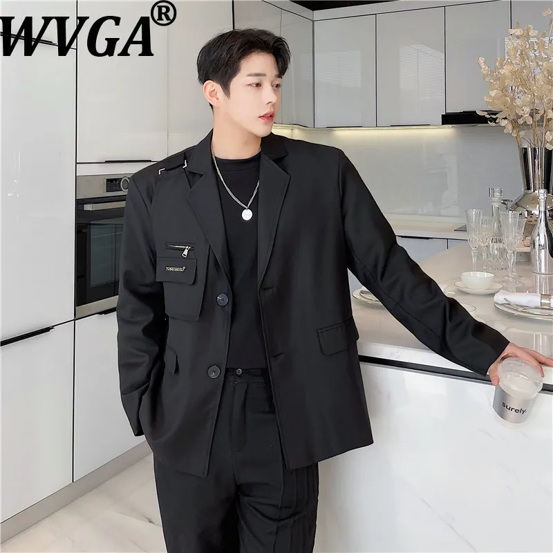 WVGA Spring New Men Tide Personality Design Multi-layered Trendy Blazer Niche Chic Casual Turn-Down Collar Suit Coats Ins W19513