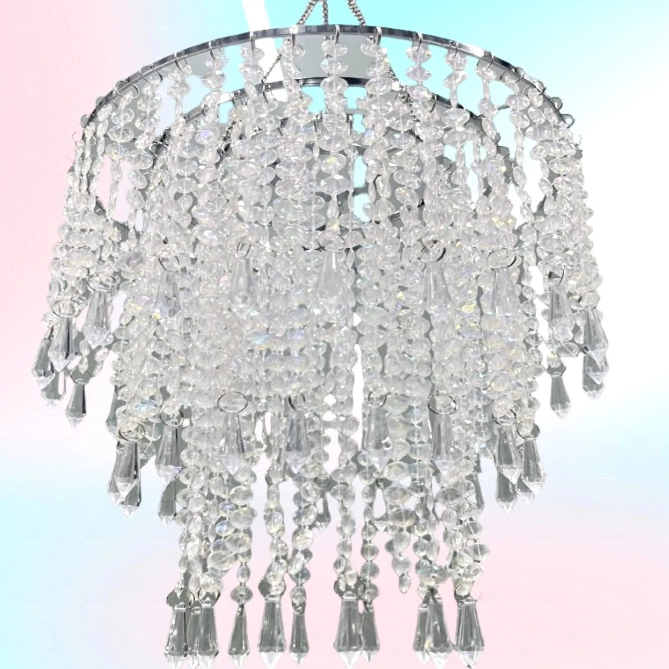 Acrylic Crystal Chandelier Lamp Shade Sparkling Beaded Pendant Ceiling Light Cover for Bedroom Home Decor Wedding