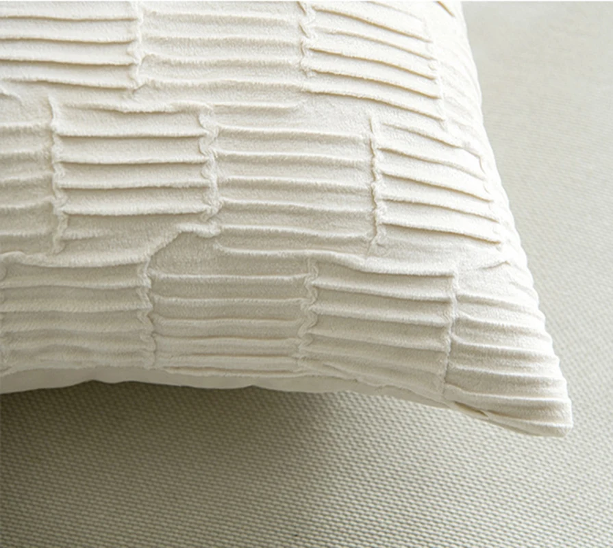 2-Piece Nordic Solid Color Pleated Cushion Cover 45*45 Velvet Modern Simple Line Pillowcase Home Decor Throw Pillow Covers