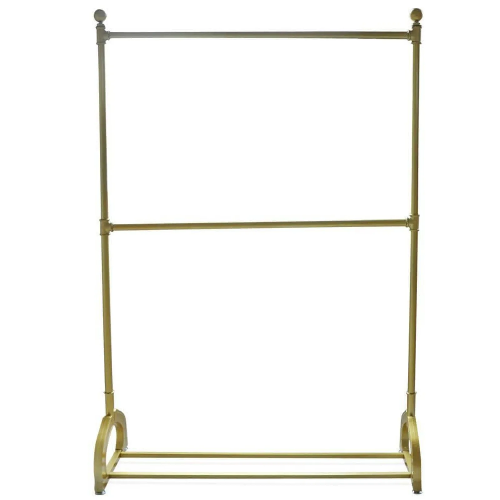 

US Freestanding Gold Metal Double Rod Clothes Rack Garment Stand 47.24 in. W x 70.86 in. H