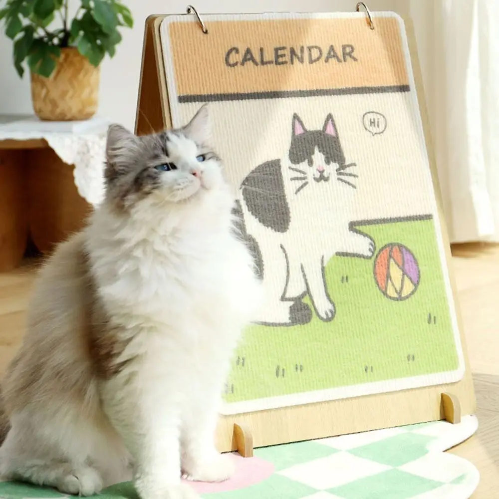 

Detachable Cat Scratcher Board Wood Stand Replaceable Calendar Cat Scratcher Protect Furniture Inclined Design