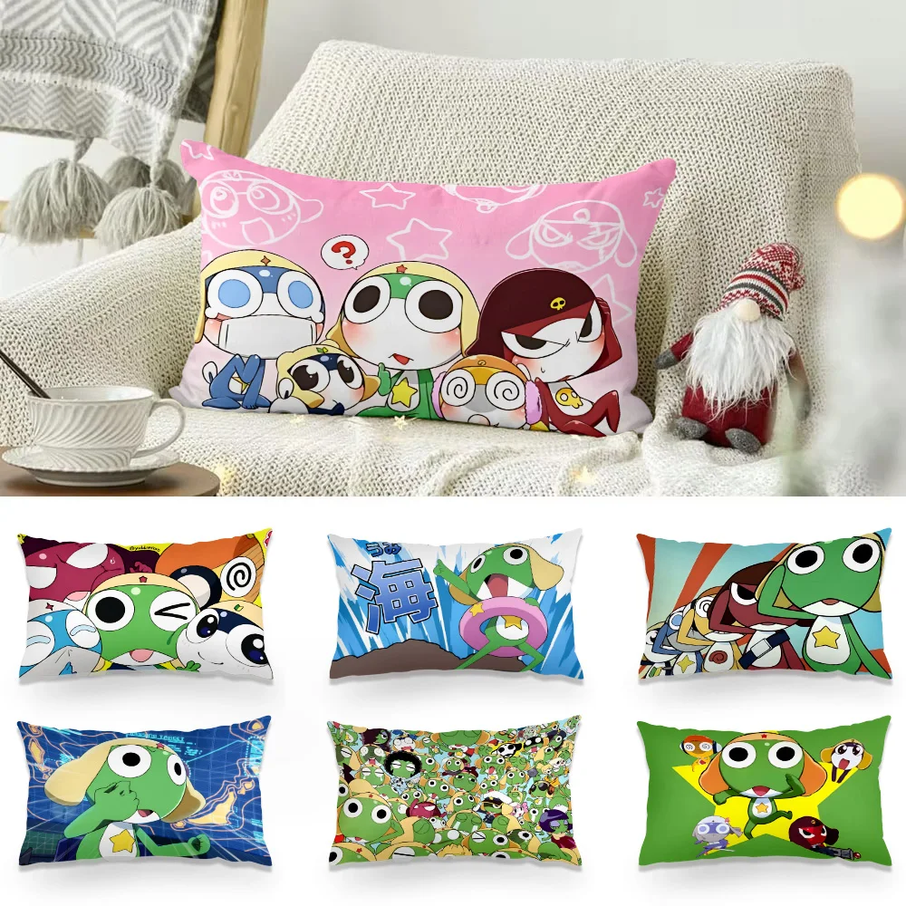 Double-sided Printing Rectangle Pillow Cartoon K-Keroro GunsouS Frog Case Bedside Pillow Sofa Cushion Cover Room Home Decoration