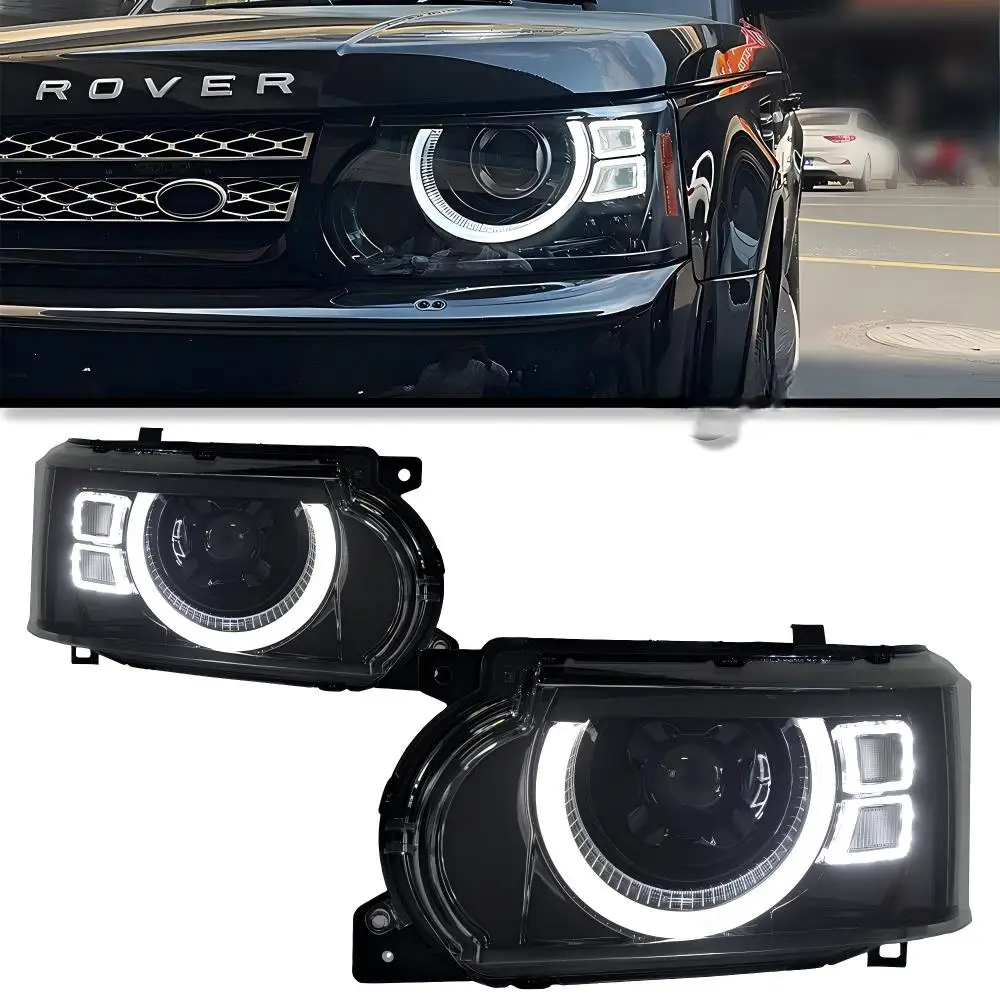 

Светодиодные фары для Range Rover 2005-2013, Range Rover Sport, с ДХО, указателями поворота, дальним светом, линзами-проекторами и функцией «ангельские глазки»