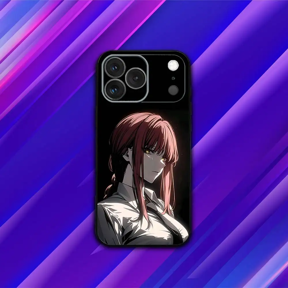 حافظة هاتف M-MakimaS أنيمي لهاتف آيفون 17,16,15,14,13,12,11,Pro,Max,Plus,X,XS,SE4,E,Mini,Soft Black Case