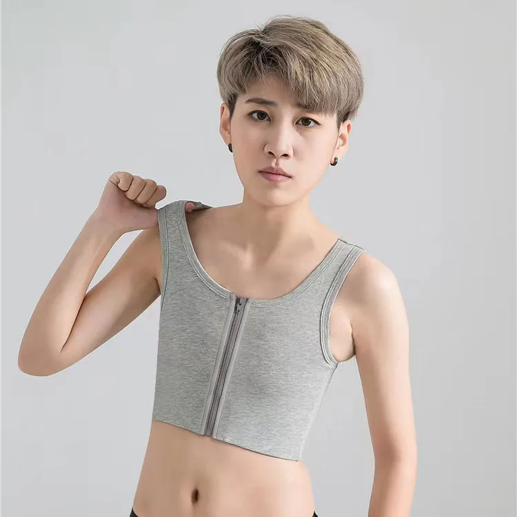 

Передняя молния, плоская грудь, бандаж для груди, укороченный топ, бандажный корсет для женщин, дышащий корсет для коррекции фигуры, женский бюстгальтер, майка S-4Xl