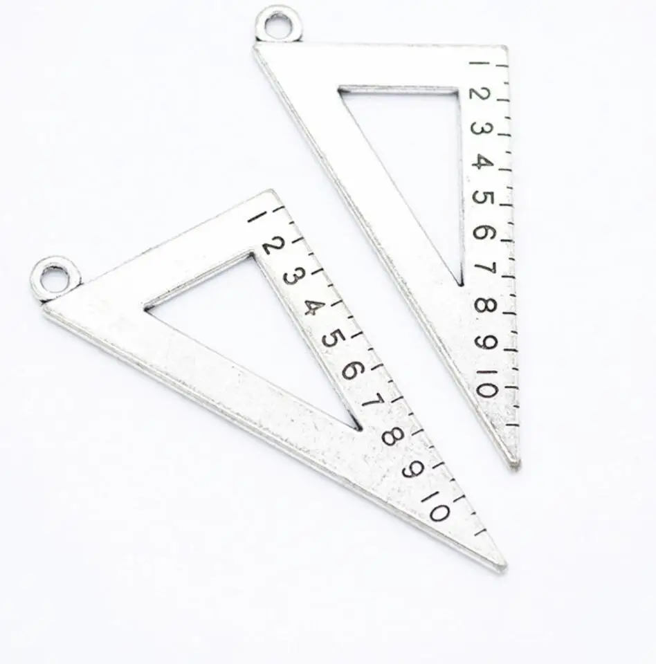 2pcs Wholesale Jewelry Lots Triangular Ruler Charms Pendant Supplies For Jewelry Materials 26x50mm F0441
