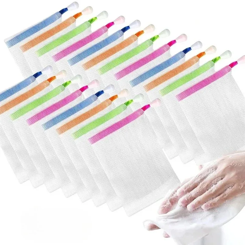 5/10 peças Bolsa de Malha para Espuma de Sabão, Luva de Malha Suspensível, Malha para Limpeza Facial, Gerador de Espuma para Sabonete Líquido, Escova de Banho