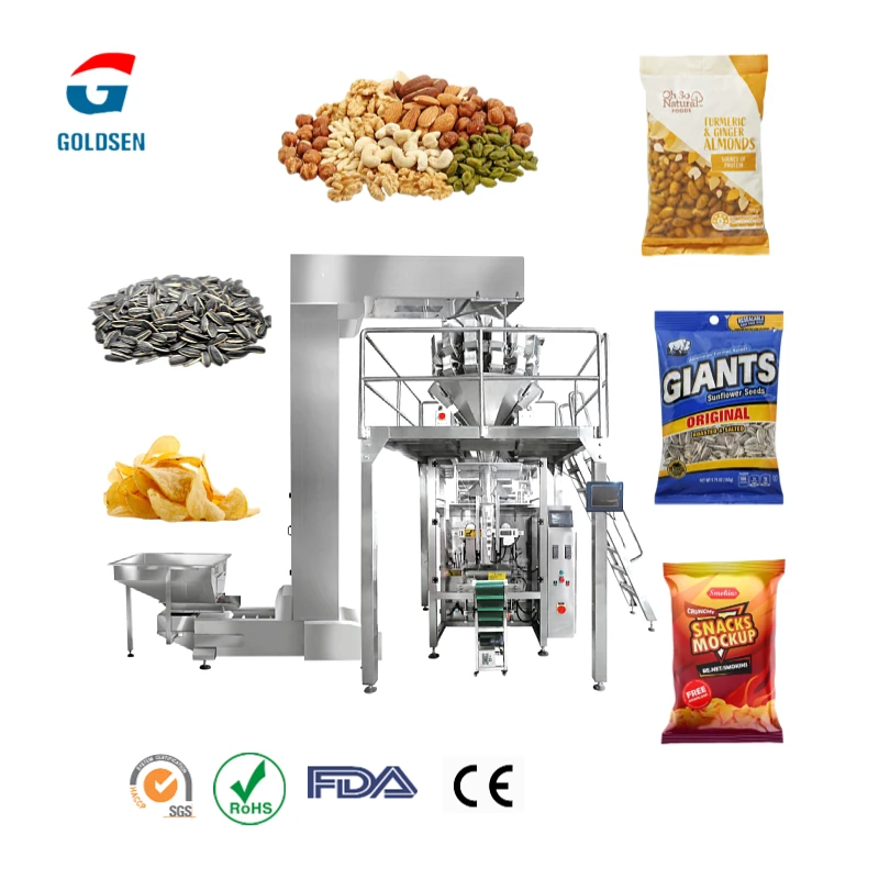 dry fruit potato chips crisps bean food nuts packing machine multifunction vffs nitrogen snack weight packaging machines