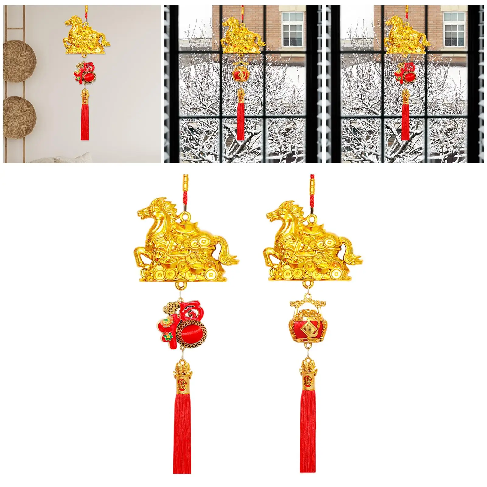 PVC Golden Horse Decorative Hanging Pendant for Chinese New Year Ceiling Decoration and Housewarming view 4