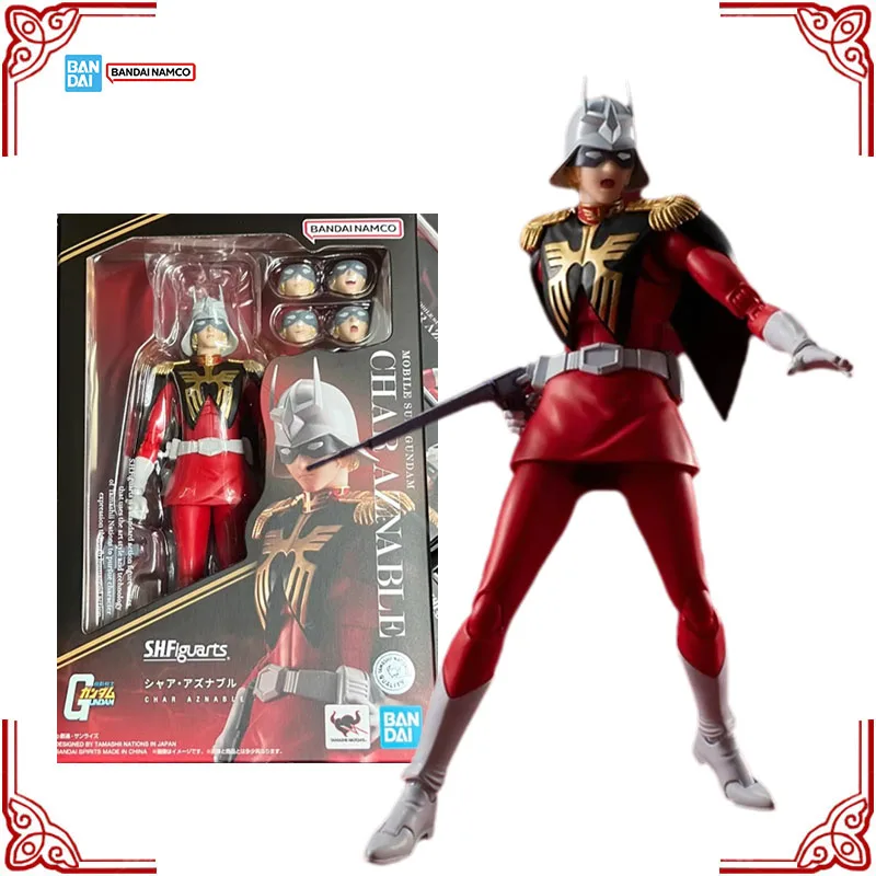 

In Stock Genuine Bandai Mobile Suit Gundam Model Kit SHF Char Aznable Anime Action Figure Collection Finished Model Toys Gifts