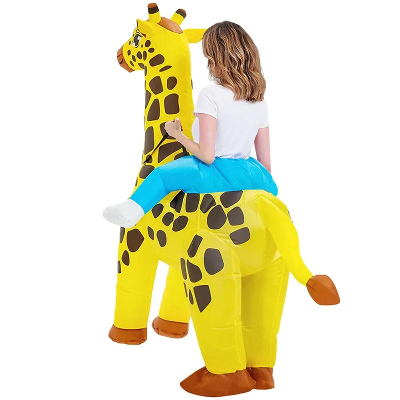 

zz04zz12New riding Inflatable Siut for Adult Fancy Halloween Cosplay Party Dress mount Giraffe Air Blow Body Suit