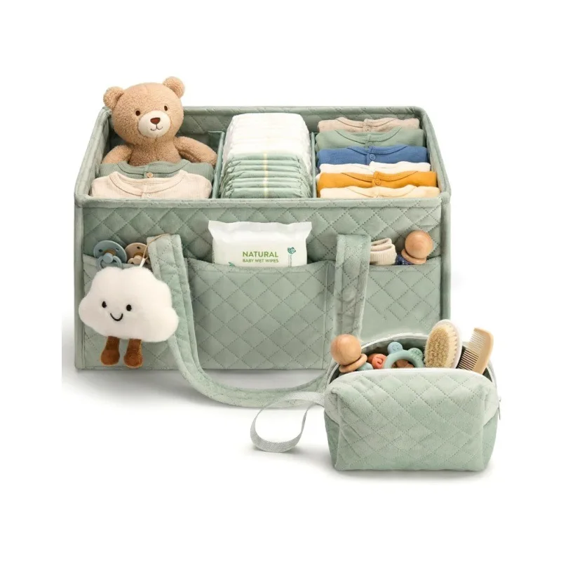 Large Baby Diaper Caddy Organizer Baby Basket Portable Bag Storage Caddy for Newborn Items Nappy Holder Gift for Baby Shower