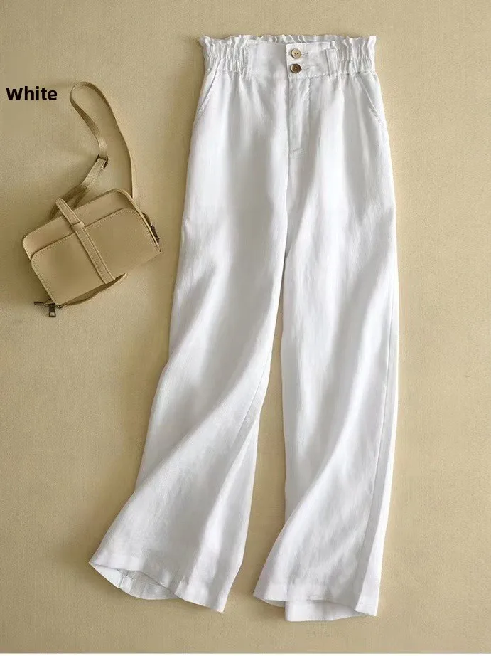 Calças Fenas Casuais de Cintura Fina Estilo Rua com Pernas Retas Longas Verão 2023 Cintura l Crimento até o Chão