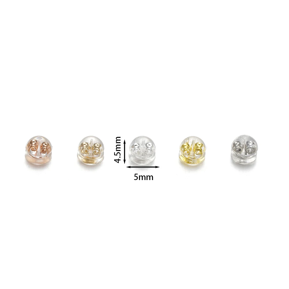 20pcs Silicone Rubber Ear Back Stoppers Copper Ring Hamburger Ear Plugs For DIY Jewelry Making DIY Earring Accessories