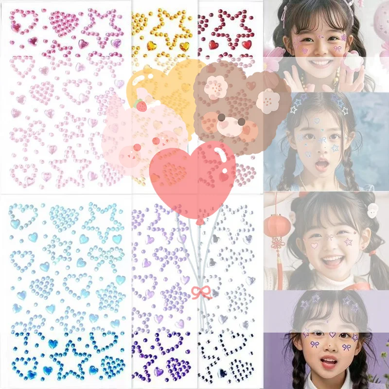 Body Jewelry Stickers - 1 Lembar Stiker Berlian Imitasi Warna-Warni