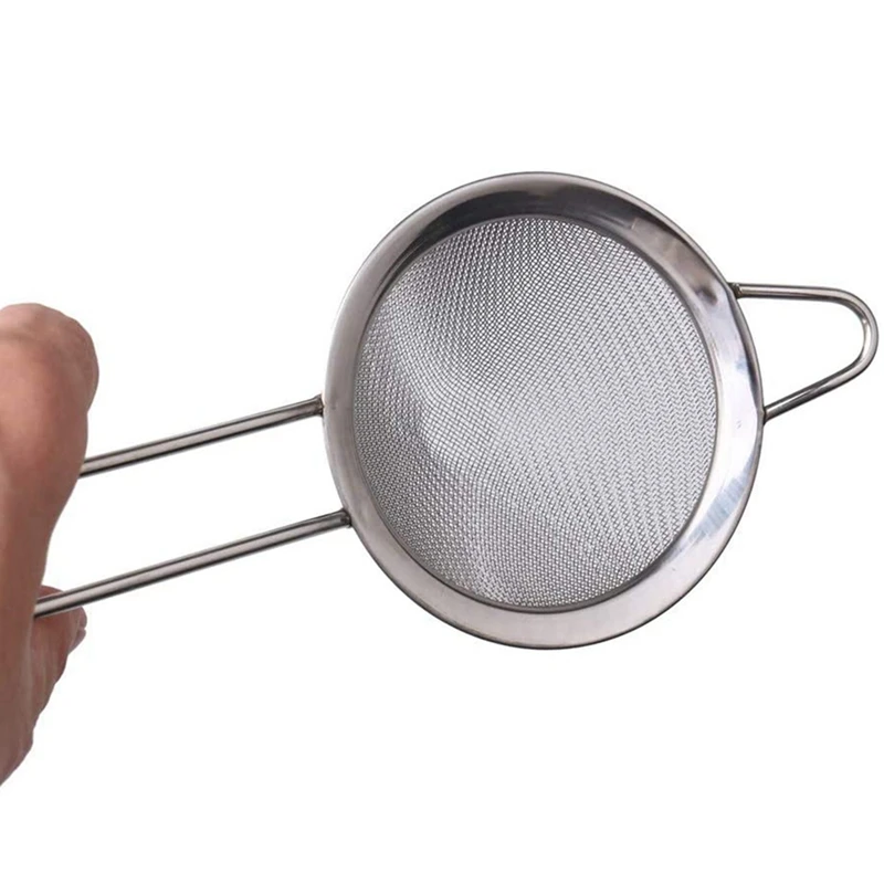 Abzv-filtro de chá, peneira de malha fina de 3.3 Polegada, filtro de malha de aço inoxidável com alça para drenagem e enxágue de tensão