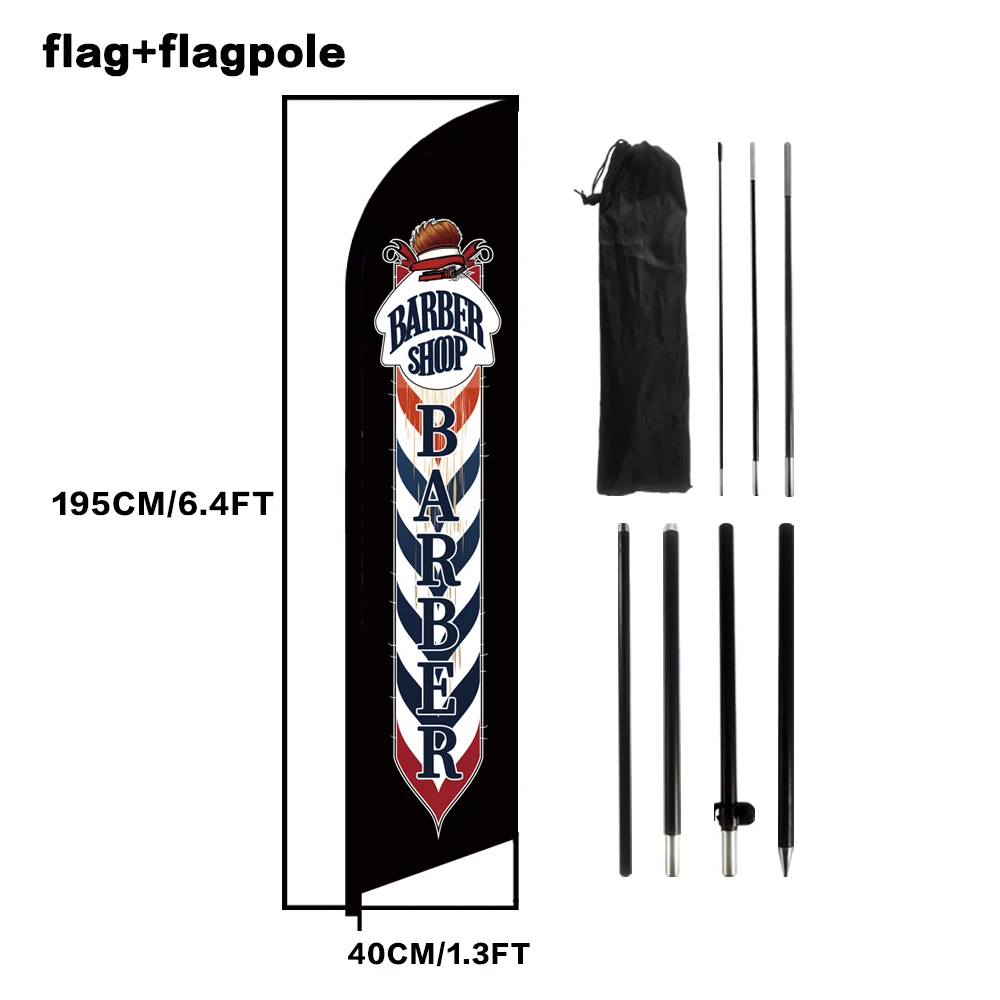 Barber Shop Retro Hair Cutting Poster Feather Flag With Flagpole Outdoor Banner Decoration