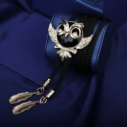 Vintage Metal Owl Bowtie for Men collana di cristallo di strass Luxulry Wedding Party Neck Ties accessori per gioielli regali
