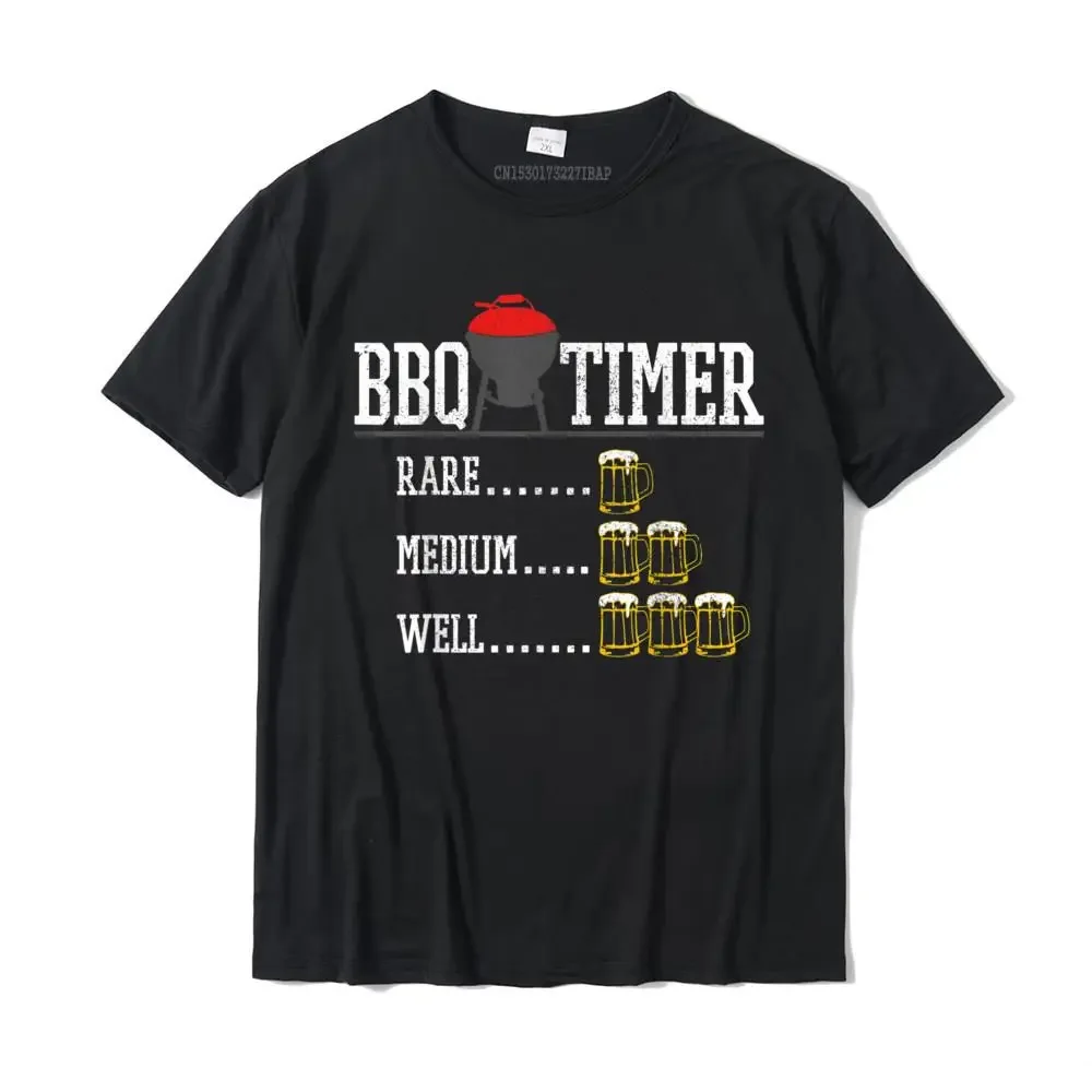 BBQ Timer Funny Beer Steak Grilling Grill Chef Gift T-Shirt Cotton Tops T Shirt Printed On Retro Design T Shirts