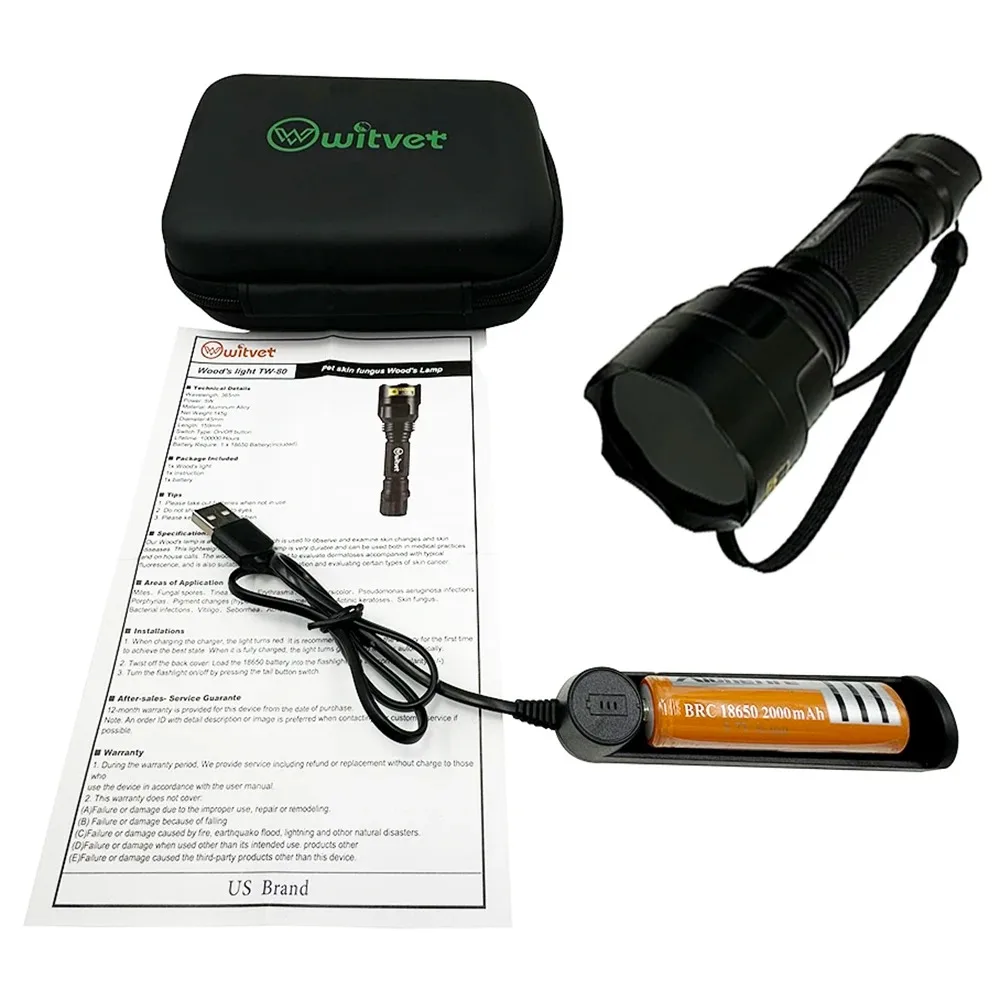 1Set Pet Supplies Wood's Lamp USB Charging Handheld Filter Light Pet Skin Diagnosis Accessories Clinic TW-80